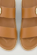Nyla Metallic Trim Footbed Slide Sandals