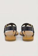 Faux Leather Buckle Thong Sandals