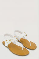 Faux Leather Buckle Thong Sandals