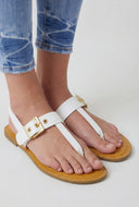 Faux Leather Buckle Thong Sandals