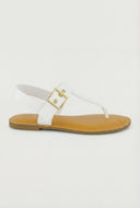 Faux Leather Buckle Thong Sandals