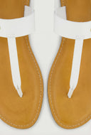 Faux Leather Buckle Thong Sandals