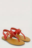 Faux Leather Buckle Thong Sandals