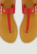 Faux Leather Buckle Thong Sandals