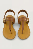 Faux Leather Buckle Thong Sandals