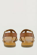 Faux Leather Buckle Thong Sandals