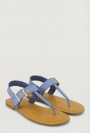 Faux Leather Buckle Thong Sandals