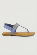 Faux Leather Buckle Thong Sandals