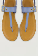 Faux Leather Buckle Thong Sandals