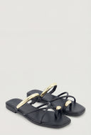 Virginia Criss Cross Metallic Toe Loop Sandals