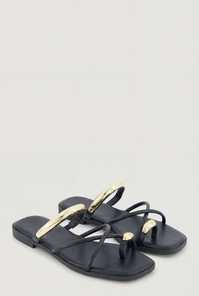 Virginia Criss Cross Metallic Toe Loop Sandals