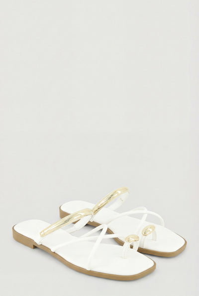 Virginia Criss Cross Metallic Toe Loop Sandals