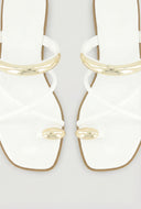 Virginia Criss Cross Metallic Toe Loop Sandals