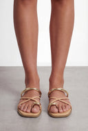 Virginia Criss Cross Metallic Toe Loop Sandals