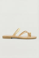 Virginia Criss Cross Metallic Toe Loop Sandals