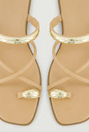 Virginia Criss Cross Metallic Toe Loop Sandals
