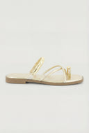 Virginia Criss Cross Metallic Toe Loop Sandals