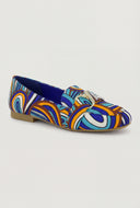 Metallic Pendant Printed Square Toe Loafers
