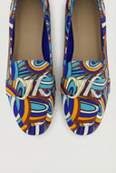 Metallic Pendant Printed Square Toe Loafers