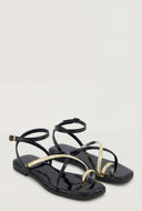 Asymmetrical Metallic Toe Loop Sandals