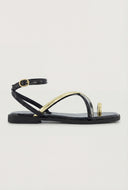 Asymmetrical Metallic Toe Loop Sandals