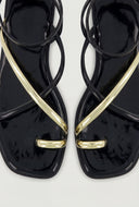 Asymmetrical Metallic Toe Loop Sandals