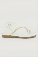 Asymmetrical Metallic Toe Loop Sandals