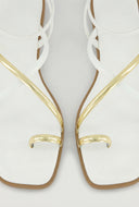 Asymmetrical Metallic Toe Loop Sandals