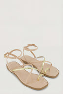 Asymmetrical Metallic Toe Loop Sandals