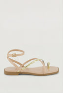 Asymmetrical Metallic Toe Loop Sandals