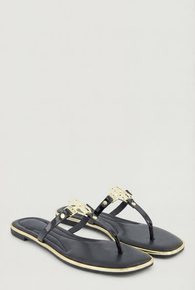 Metallic Pendant Thong Sandals