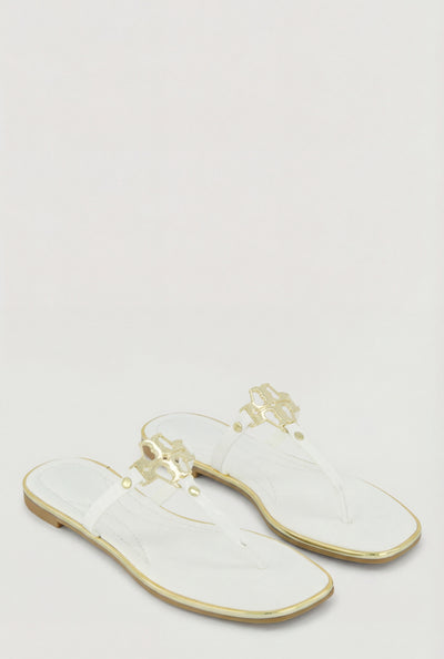 Metallic Pendant Thong Sandals
