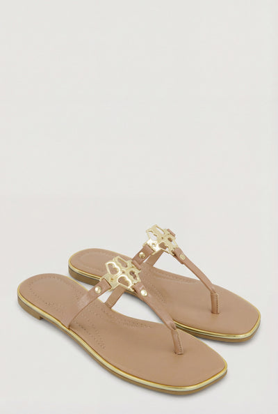Metallic Pendant Thong Sandals