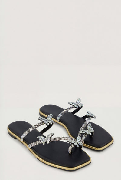 Glam Butterfly Toe Loop Sandals