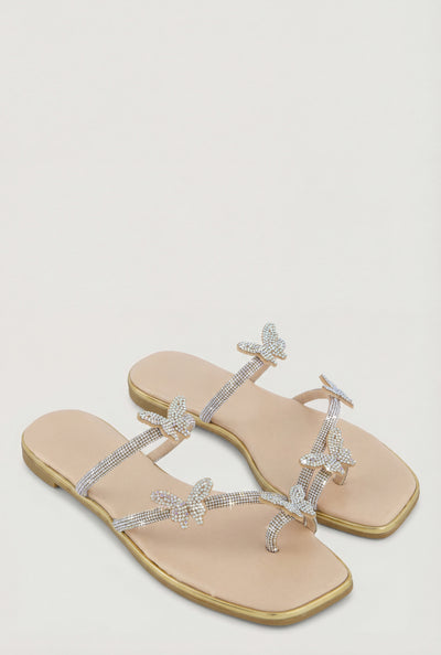 Glam Butterfly Toe Loop Sandals