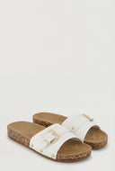 Studded Buckle Cork Footbed Sandals