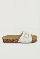 Studded Buckle Cork Footbed Sandals