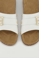Studded Buckle Cork Footbed Sandals