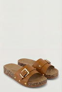 Studded Buckle Cork Footbed Sandals