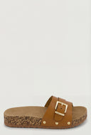 Studded Buckle Cork Footbed Sandals