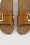 Studded Buckle Cork Footbed Sandals