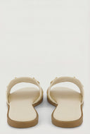 Horsebit Raffia Band Slide Sandals