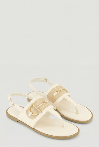 Raffia Ankle Strap Thong Sandals