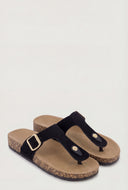 Buckle Cork Footbed Thong Sandals