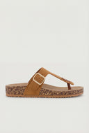 Buckle Cork Footbed Thong Sandals