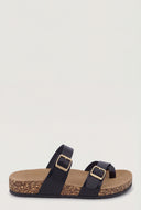Asymmetrical Toe Loop Cork Footbed Sandals