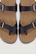 Asymmetrical Toe Loop Cork Footbed Sandals