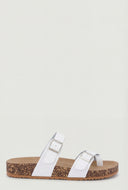 Asymmetrical Toe Loop Cork Footbed Sandals