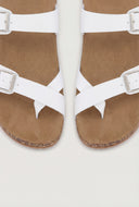 Asymmetrical Toe Loop Cork Footbed Sandals