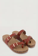Asymmetrical Toe Loop Cork Footbed Sandals